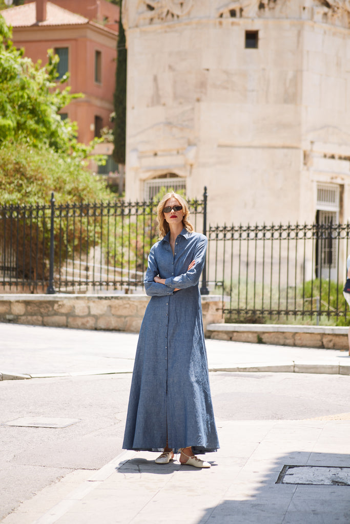 chinese dress ladies ANHATUIV Women Maxi Shirt Dress Puff Sleeve Dress Button Down Dress Dress  High Waist A Line Dress Ladies Elegant Dress Business Dresses for Office  Cocktail Party Solid Color Dress with Belt : main image 1