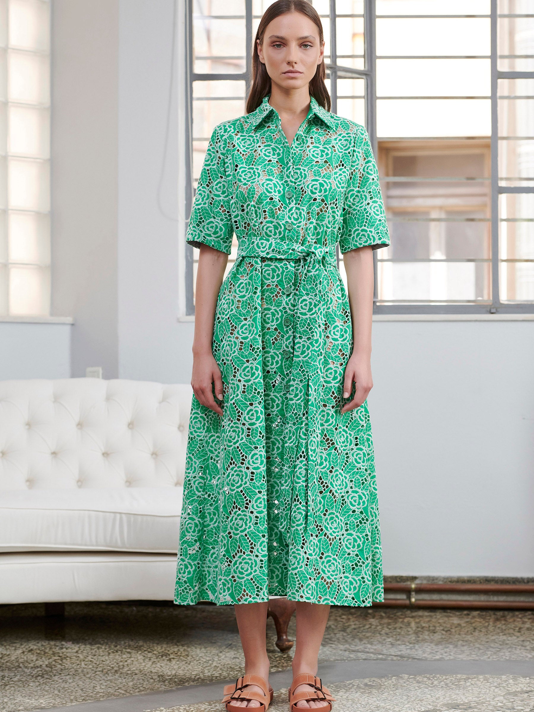 short floral white dress White Multi Floral Print Cotton Mini Dress - Shirt Dresses main image 1